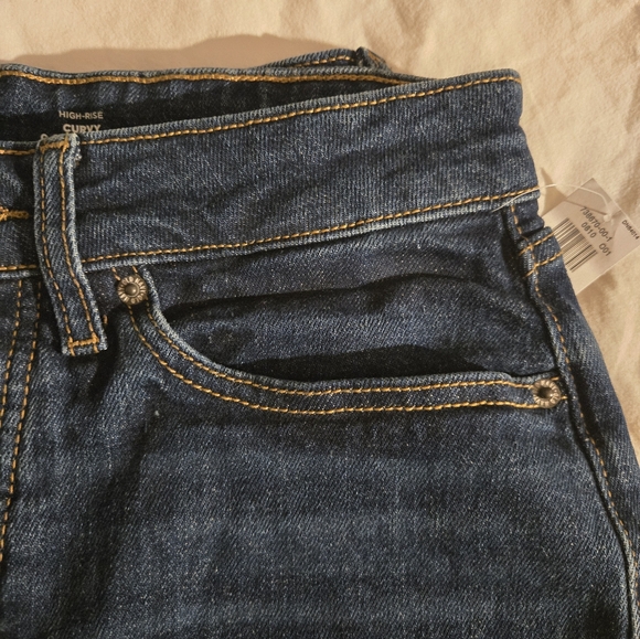 Old Navy Jeans Size 8 Tall Curvy O.G. Straight Secret Slim High Rise Raw Hem NWT - Picture 4 of 7